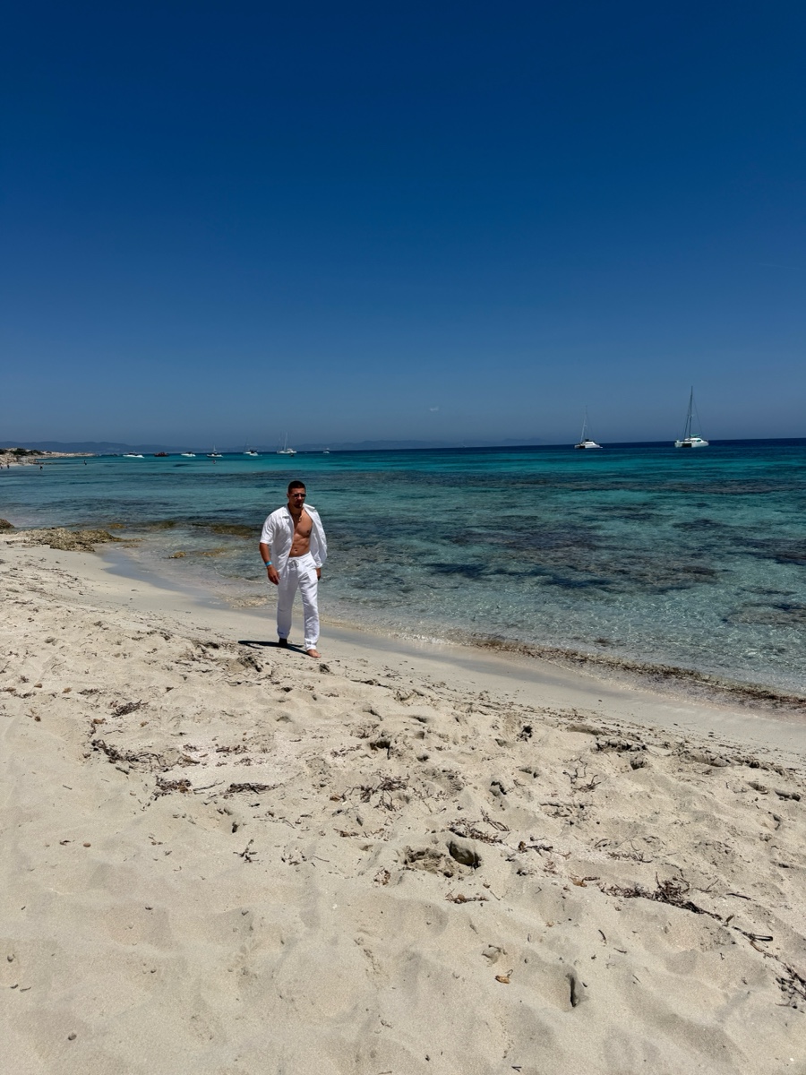 Roman Onta on the beach in Ibiza